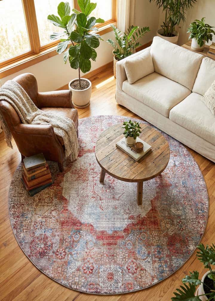 7' 10 x 7' 10 Washable Yara Round Rug