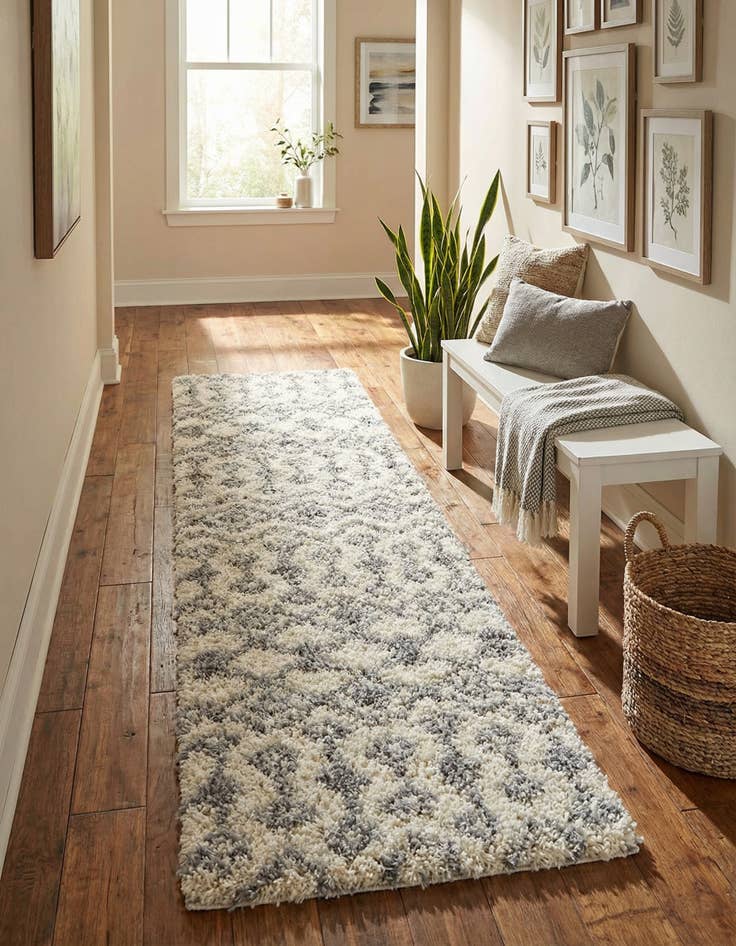 Detail image of 2' x 8' Moroccan Trellis Shag Runner Rug
