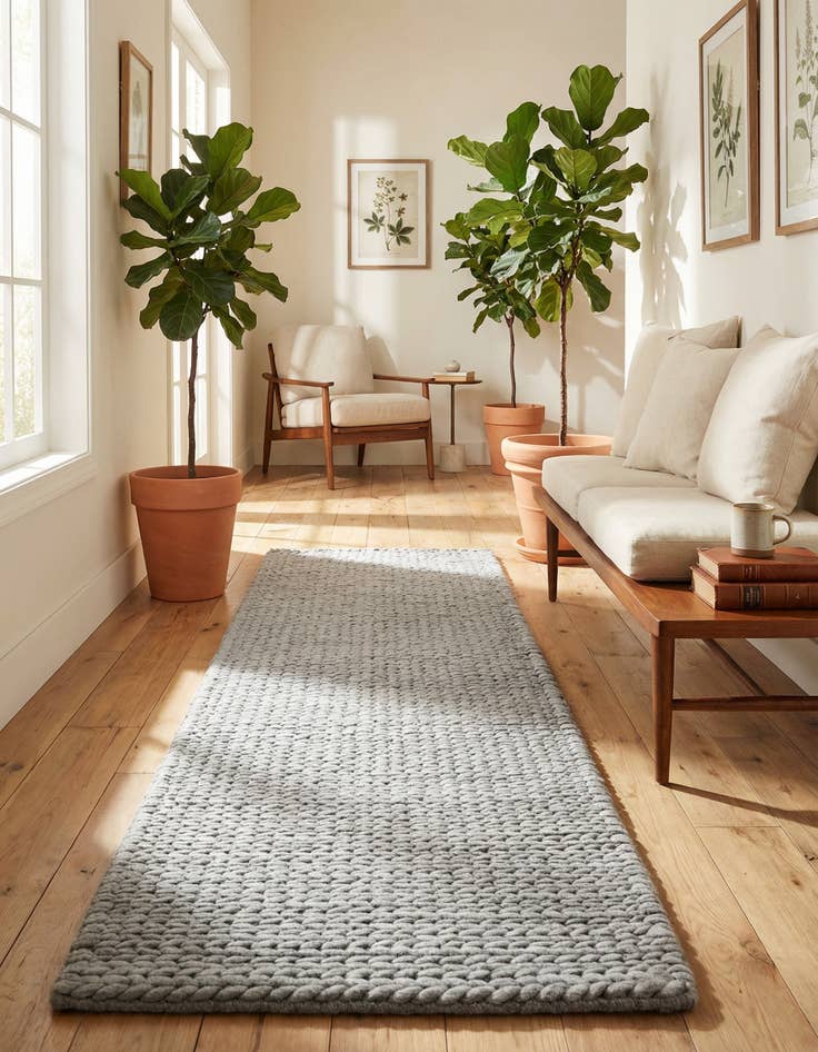 Detail image of 2' x 6' 7 Hand Woven Lana New Zealand Wool Runner Rug