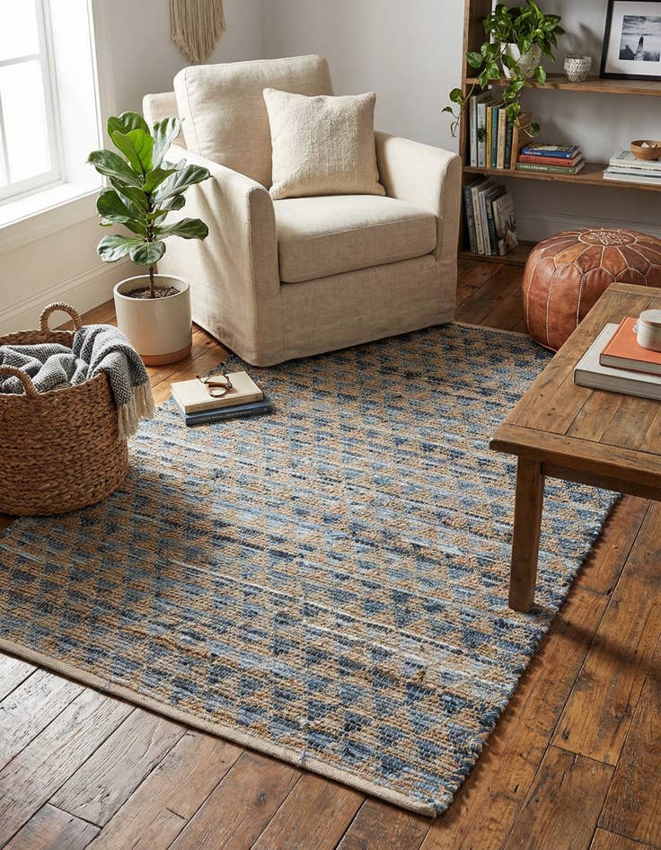 Detail image of 4' 1 x 6' 1 Hand Woven Chindi Jute Rug