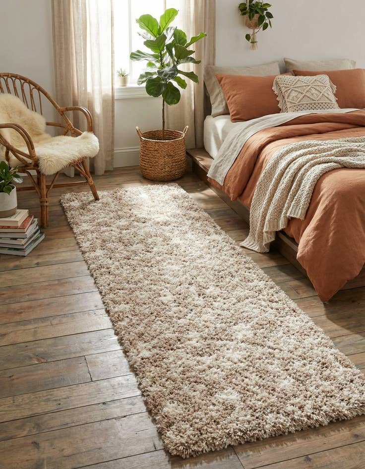 Detail image of 2' x 8' Moroccan Trellis Shag Runner Rug