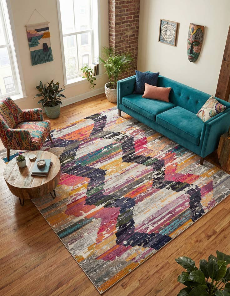 Detail image of 9' 10 x 9' 10 Washable Vivid Square Rug