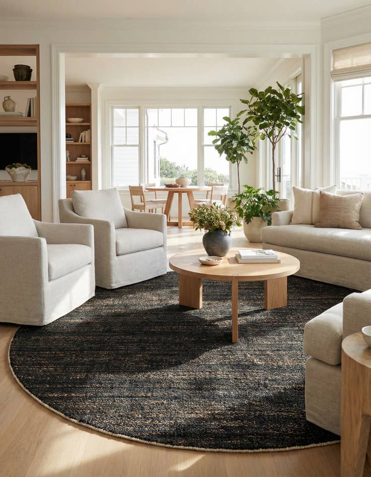 Detail image of 7' 10 x 7' 10  Hand Woven Palm Beach Jute Round Rug