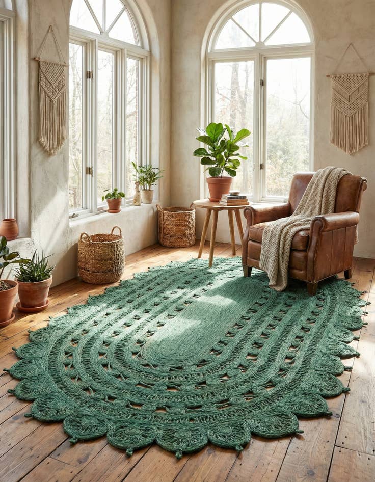 Detail image of 5' 1 x 8' Handmade Braided Jute Oval Rug