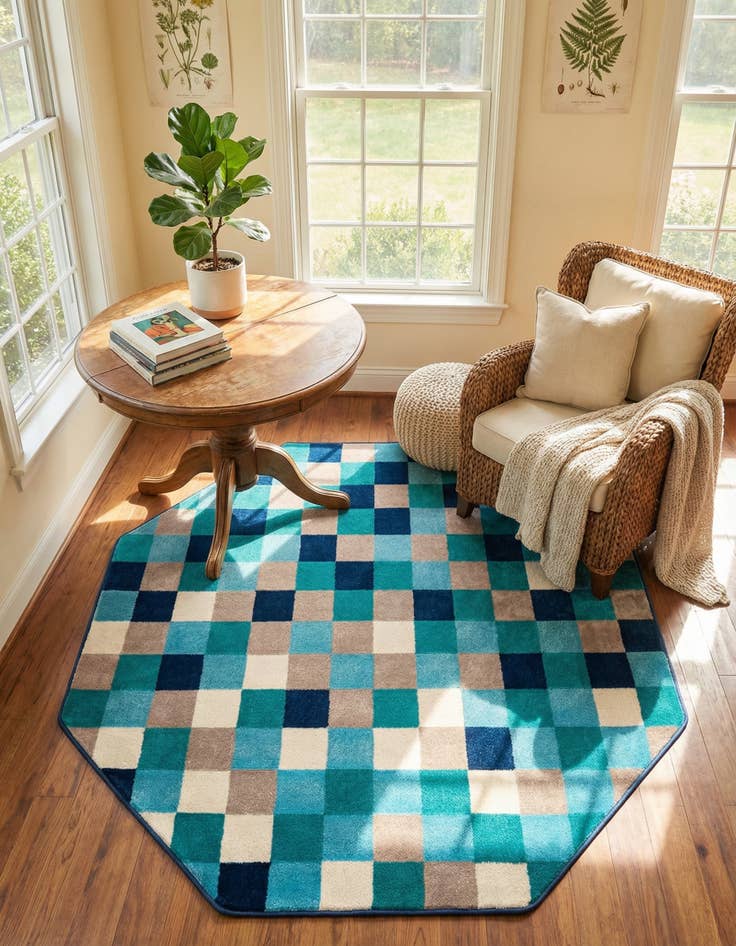 Detail image of 5' 3 x 5' 3 Azalea Octagon Rug