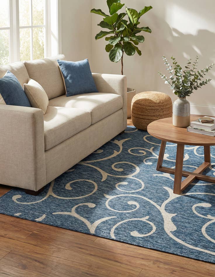 Detail image of 5' 3 x 8' Washable Botanical Indoor / Outdoor Rug