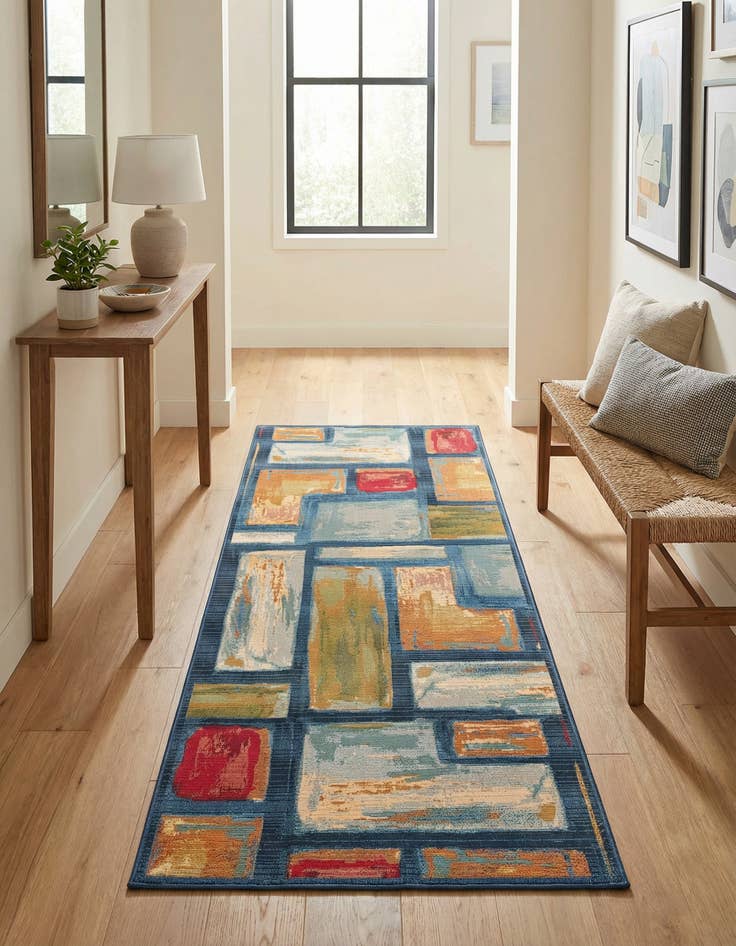 Detail image of 2' 7 x 7' Easy-Clean Modern Indoor / Outdoor Runner Rug