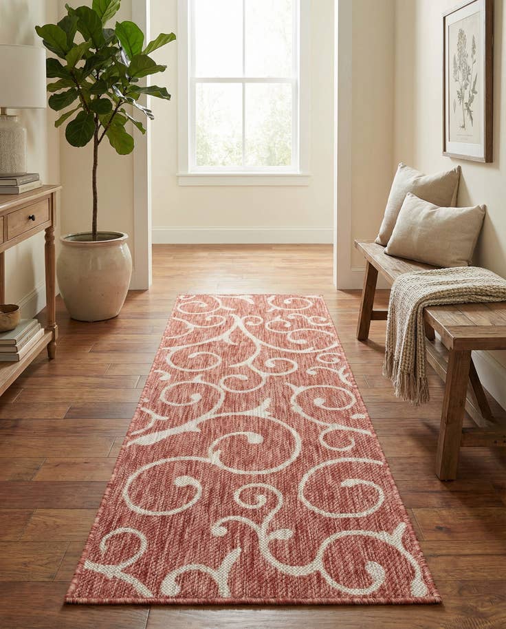 Detail image of 2' x 6' Easy-Clean Botanical Indoor / Outdoor Runner Rug
