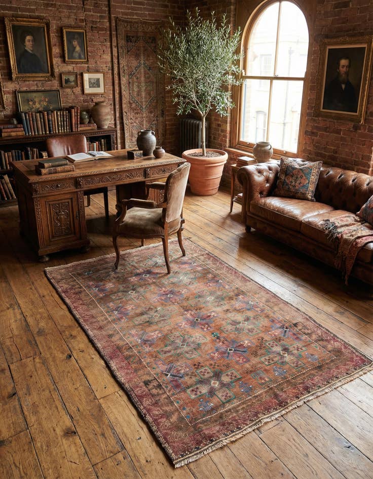 Detail image of 3' 7 x 5' 10 Hand Knotted Ultra Vintage Persian Wool Rug