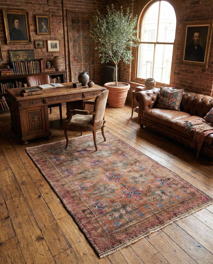 Detail image of 3' 7 x 5' 10 Hand Knotted Ultra Vintage Persian Wool Rug