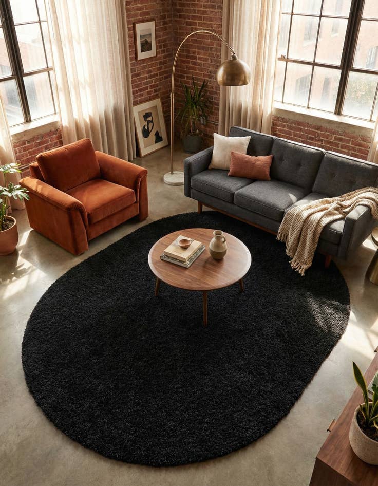 Detail image of 7' 10 x 10' Solid Shag Oval Rug