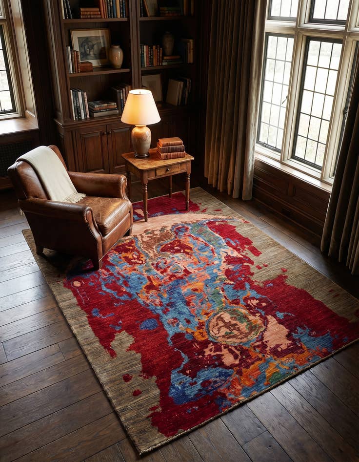 Detail image of 5' x 6' 5 Hand Knotted Modern Ziegler Rug