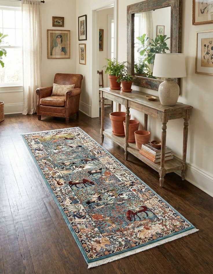 Detail image of 2' 7 x 7' Nain Design Runner Rug