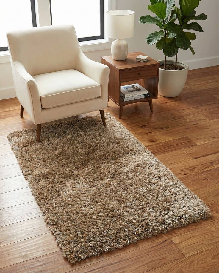 Detail image of 3' 1 x 5' 4 Hand Knotted Solid Shag Oriental Rug