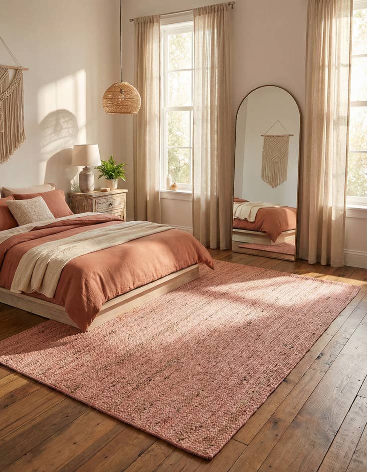 Detail image of 5' 1 x 8'  Hand Braided Jute Rug