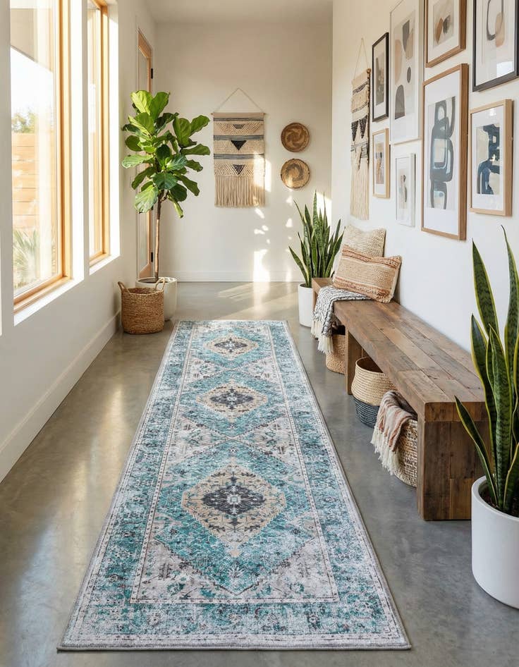 Detail image of 2' 7 x 10' Washable Yara Runner Rug