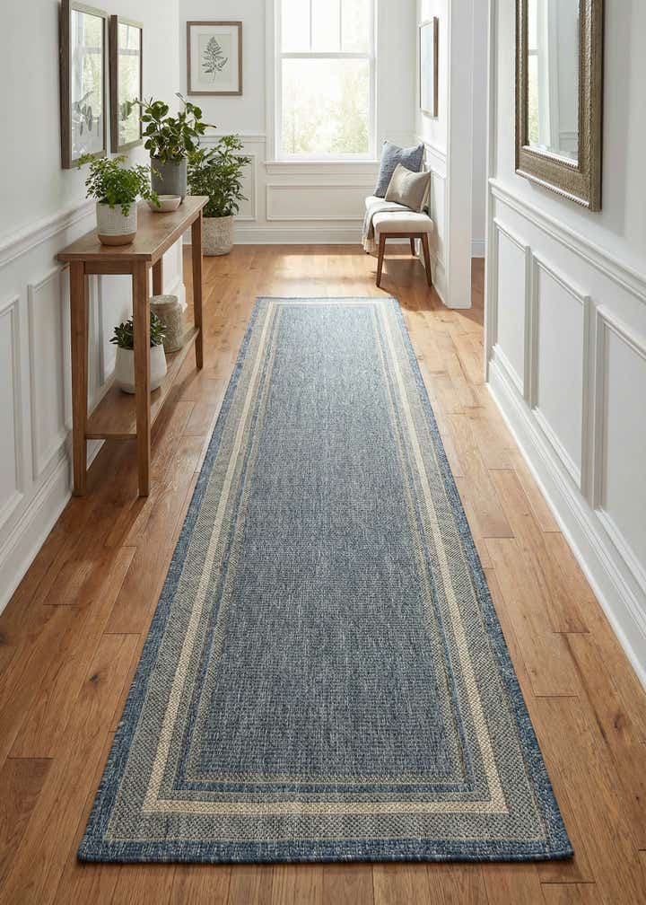 2' 7 x 12' Easy-Clean Border Indoor / Outdoor Runner Rug