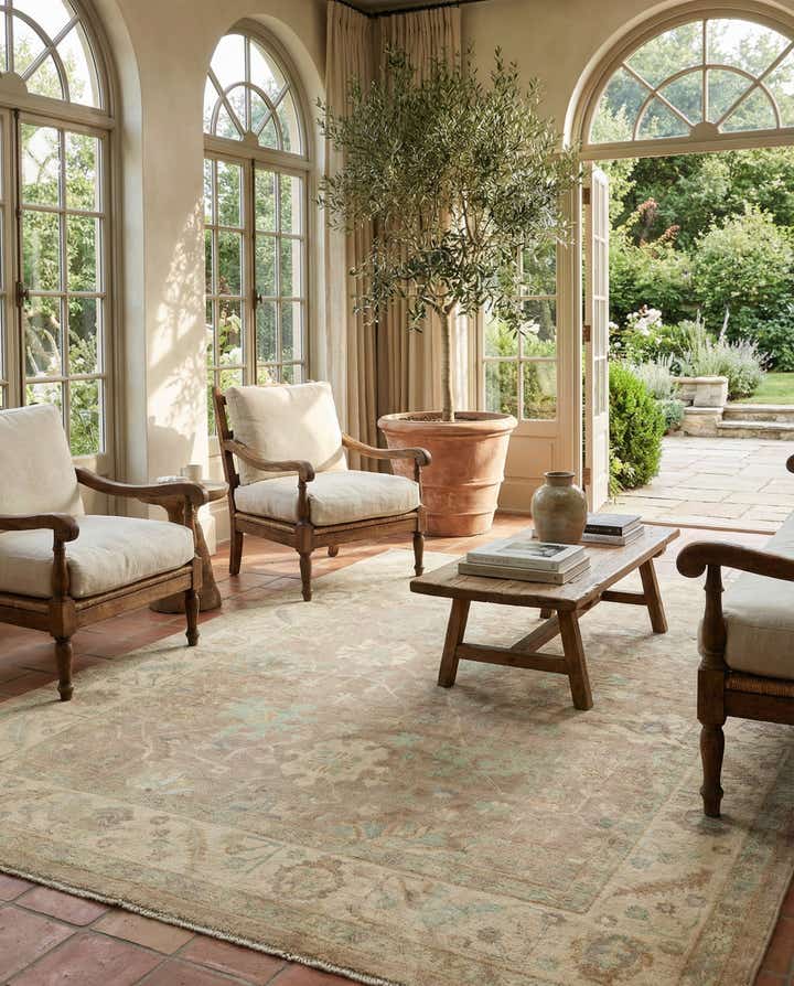 8' 8 x 12' Hand Knotted Oushak Wool Rug