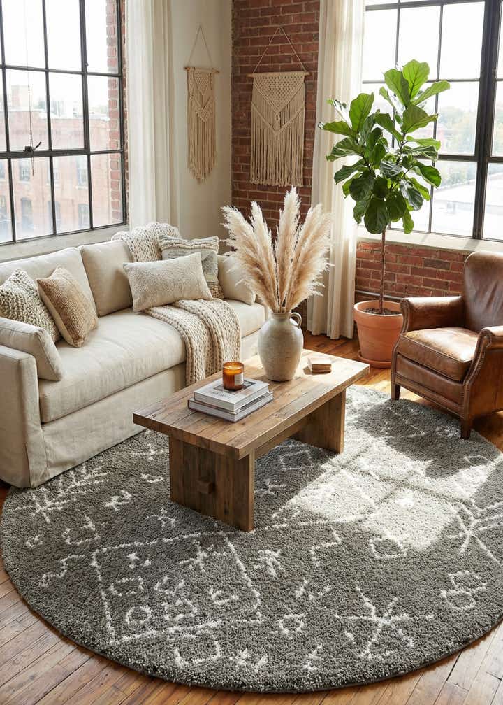 8' x 8' Moroccan Shag Round Rug