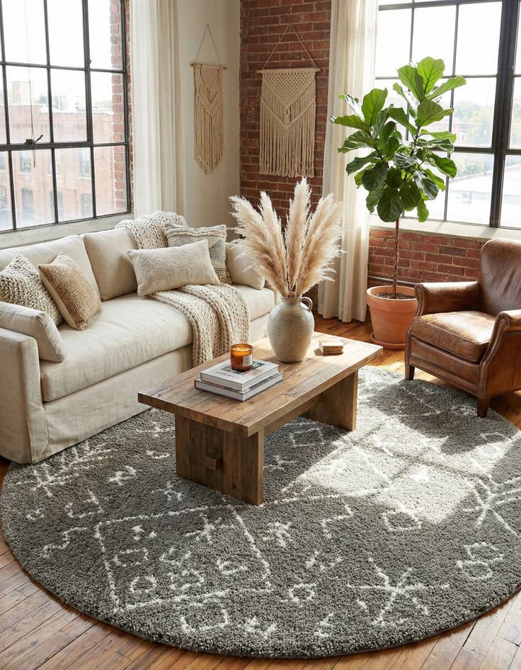 Detail image of 8' x 8' Moroccan Shag Round Rug
