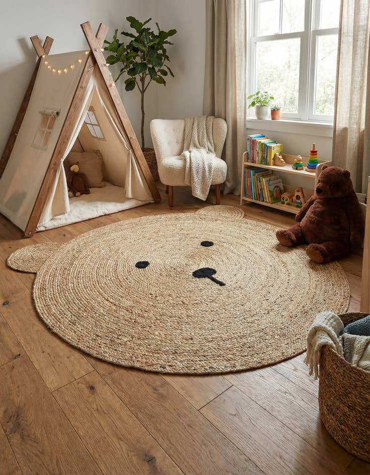 Detail image of 7' 10 x 7' 10 Kids Braided Jute Round Rug