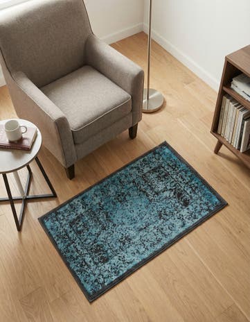 Black and Blue Ankara Rug