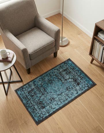 Black and Blue Ankara Rug