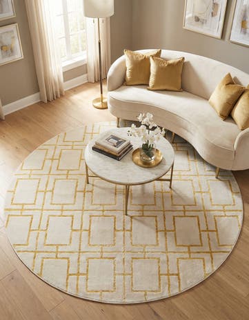 White Gold Marilyn Monroe™ Glam Deco Round Rug