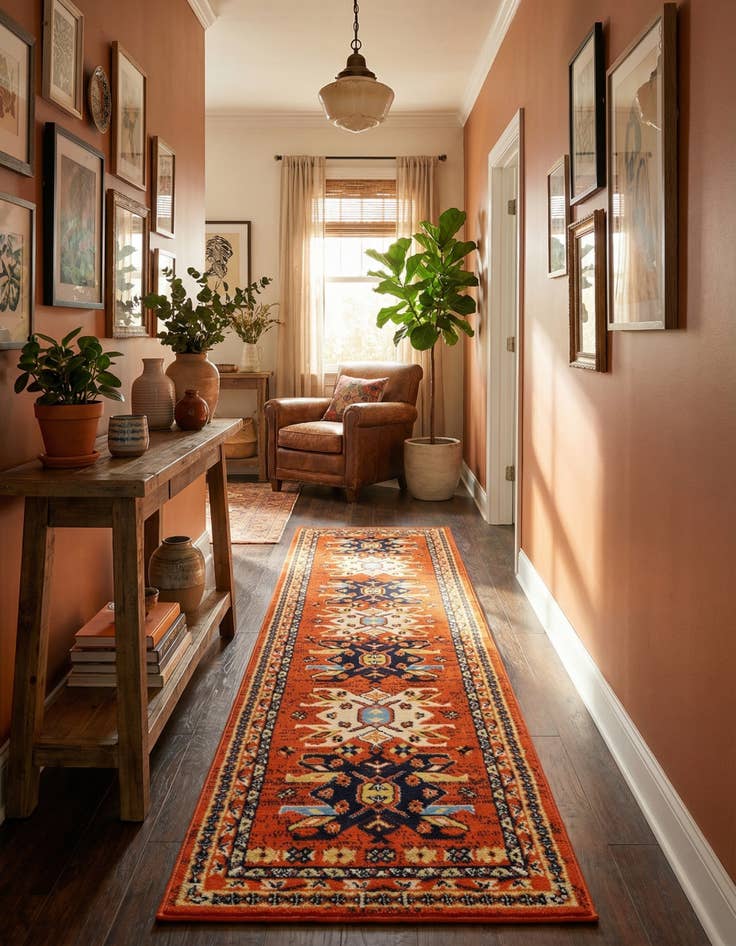 Detail image of 2' x 8' 2 Heriz Design Runner Rug