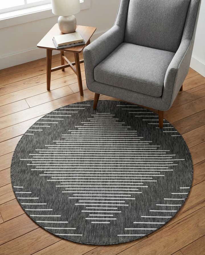 4' x 4' Easy-Clean Modern Indoor / Outdoor Round Rug