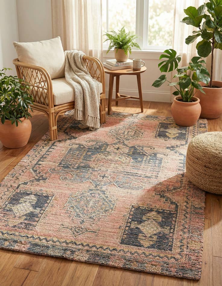 Detail image of 4' 1 x 6' 1  Hand Woven Chenille Jute Rug