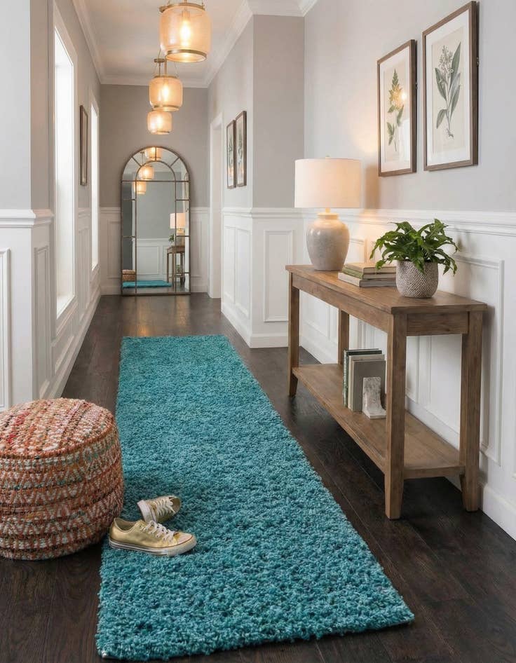 Detail image of 2' 7 x 13' Solid Shag Runner Rug