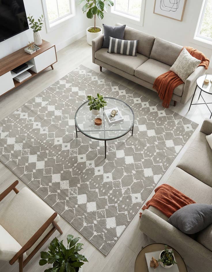 Detail image of 7' 10 x 7' 10 Washable Lattice Indoor / Outdoor Square Rug