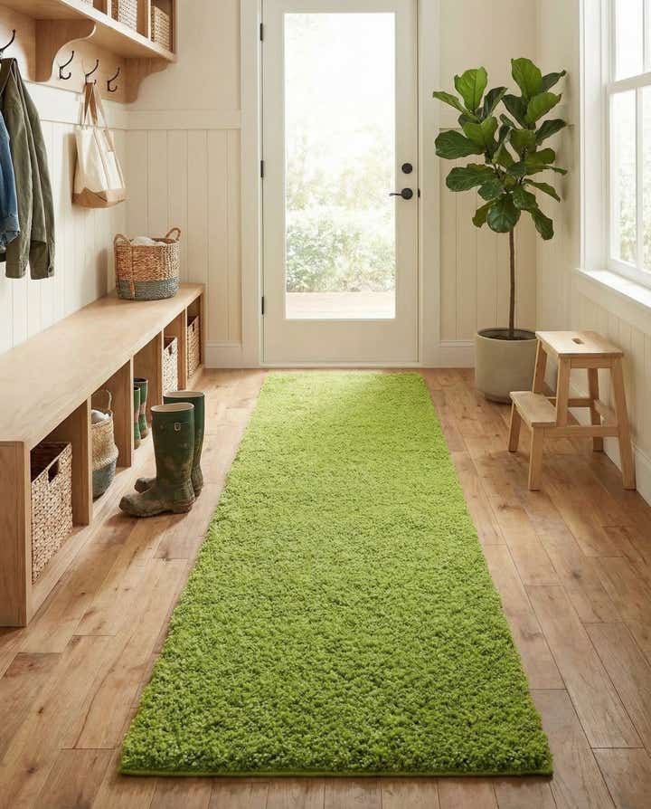 2' 7 x 12' Solid Shag Runner Rug