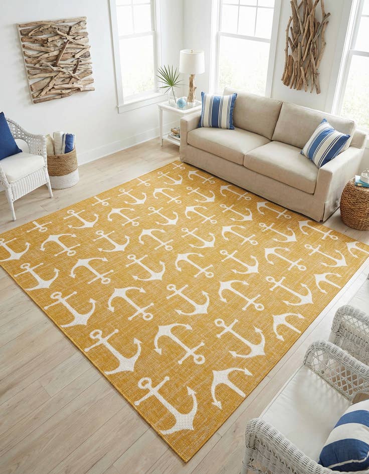 Detail image of 10' x 10'  Washable Coastal Indoor / Outdoor Square Rug