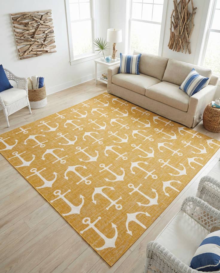 Detail image of 10' x 10' Easy-Clean Coastal Indoor / Outdoor Square Rug