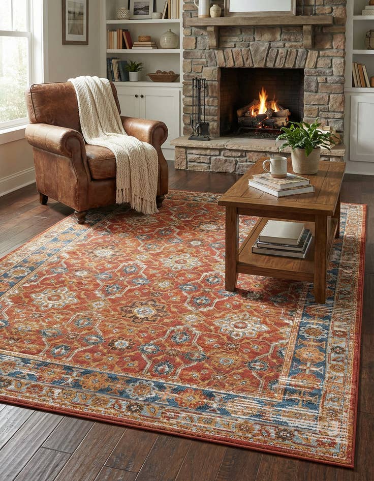 Detail image of 5' x 7' Easy-Clean Traditional Indoor / Outdoor Rug