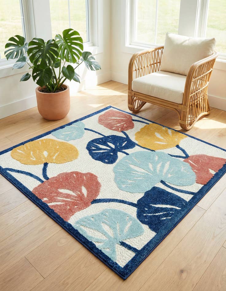Detail image of 5' 3 x 5' 3  Washable Belize Indoor / Outdoor Square Rug
