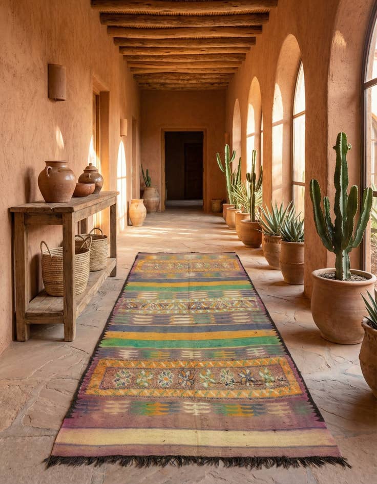 Detail image of 5' 8 x 10' 3 Hand Knotted Moroccan Wool Runner Rug