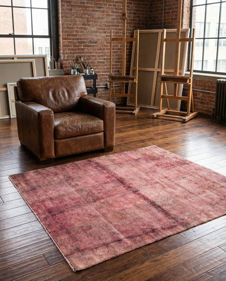 Detail image of 4' 3 x 5' Hand Knotted Ultra Vintage Persian Wool Rug