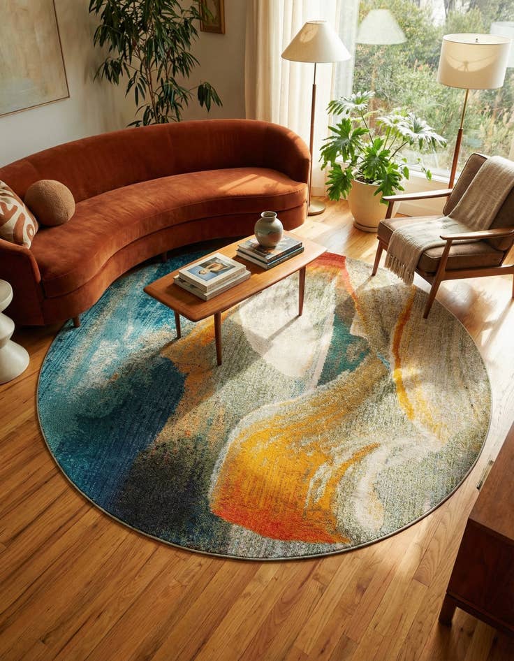 Detail image of 7' 10 x 7' 10 Washable Haerfest Round Rug