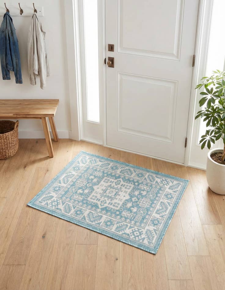 Detail image of 2' x 3'  Washable Aztec Indoor / Outdoor Rug