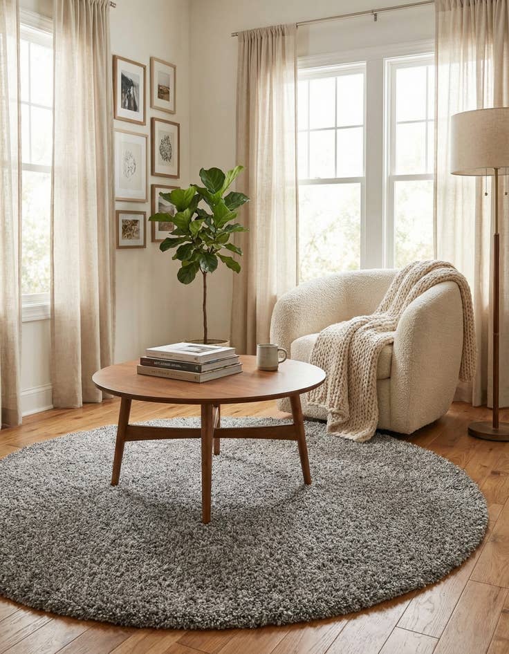 Detail image of 7' x 7' Solid Shag Round Rug