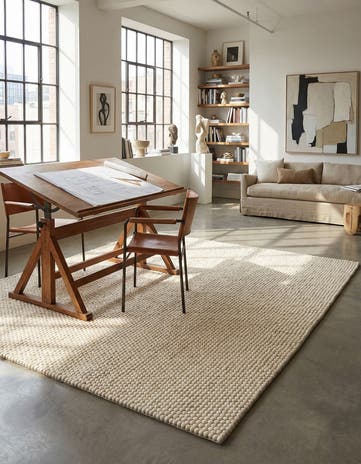 8' x 10' Felt Ball Wool Rug