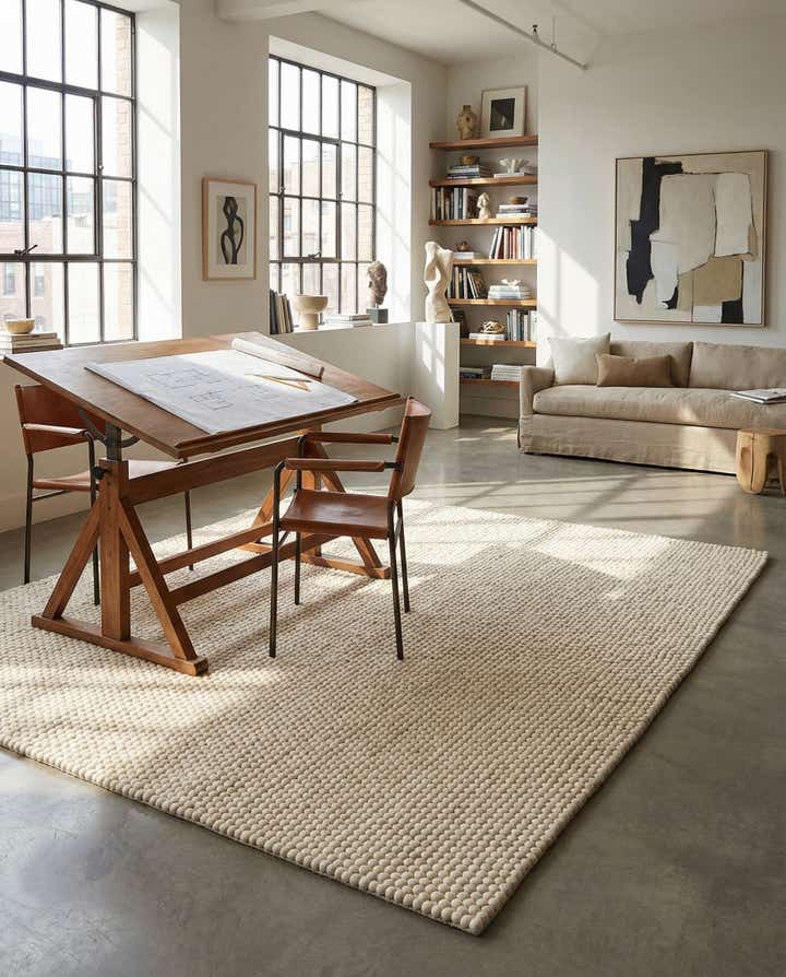 8' x 10' Felt Ball Wool Rug