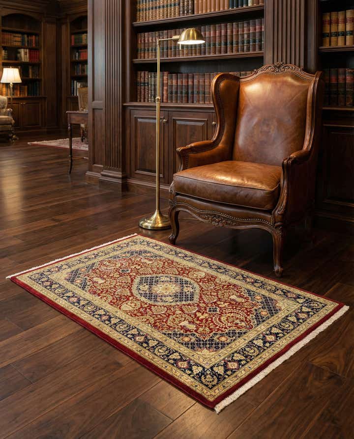 3' 2 x 4' 10 Ghom Silk Rug