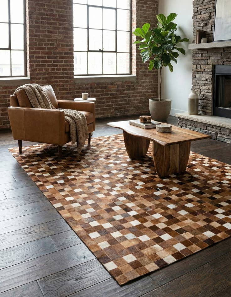 Detail image of 5' 1 x 7' 11 Cowhide Stocks Rug