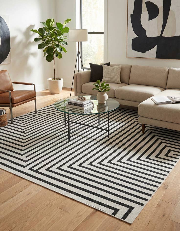 Detail image of 10' x 10'  Washable Modern Indoor / Outdoor Square Rug