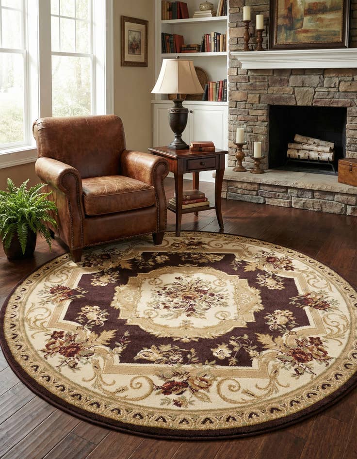 Detail image of 6' x 6' Classic Aubusson Round Rug