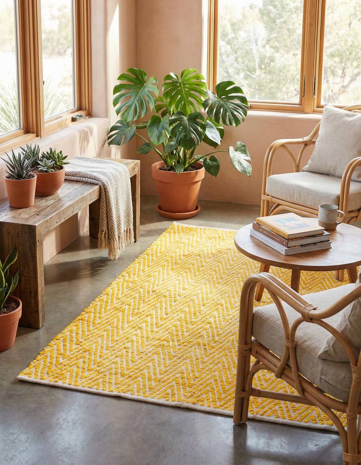 Detail image of 4' 1 x 6' 1  Hand Woven Chindi Chevron Rug